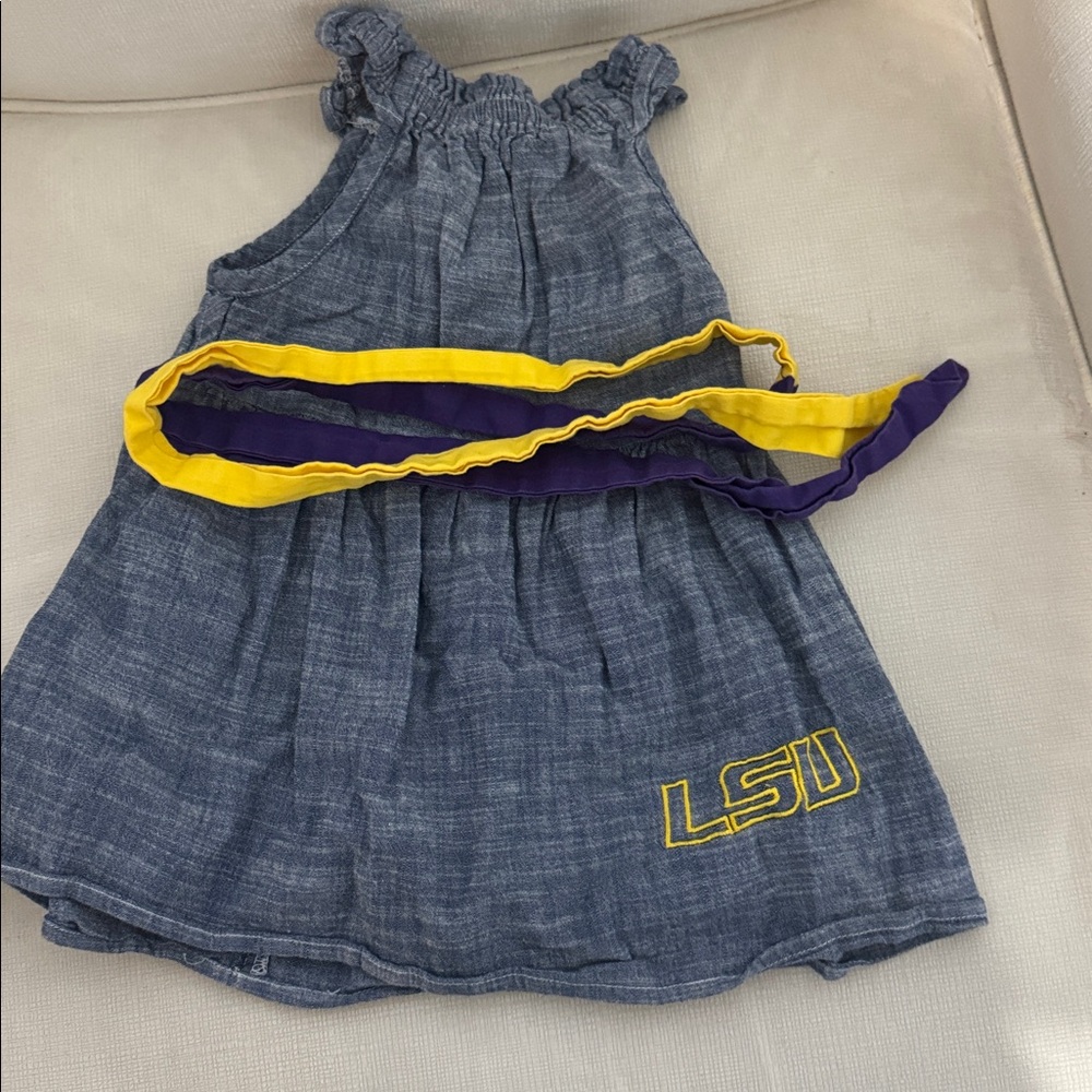 Kids Blue Tank Top with Yellow and Purple Accents